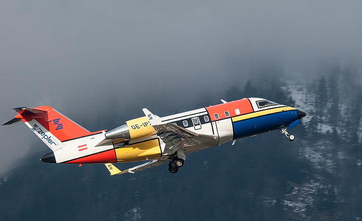 Canadair, Challenger, pesawat, berangkat, Innsbruck, pesawat, kecil