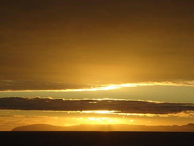 Catalina, zonsondergang, goud, wolken
