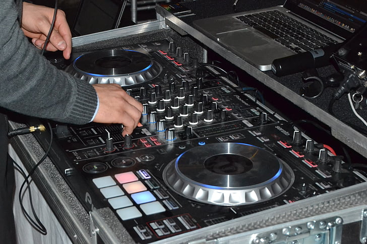DJ, festa, plataforma giratória, DJ, música, evento, equipamentos