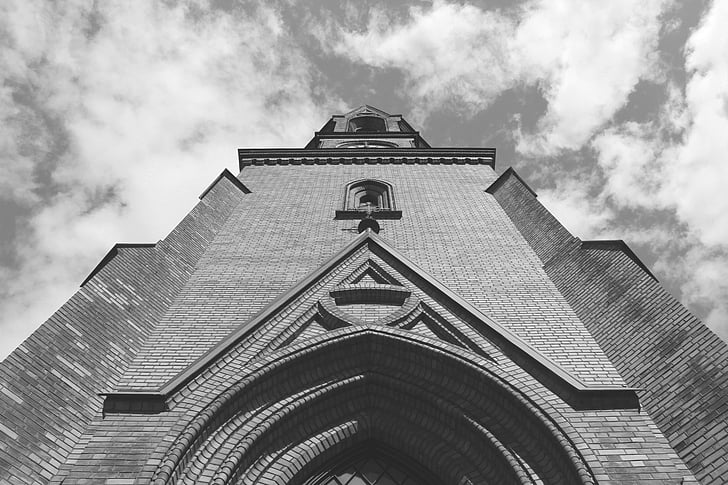 oslo, norway, church, black and white, building, sky