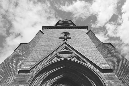 oslo, norway, church, black and white, building, sky