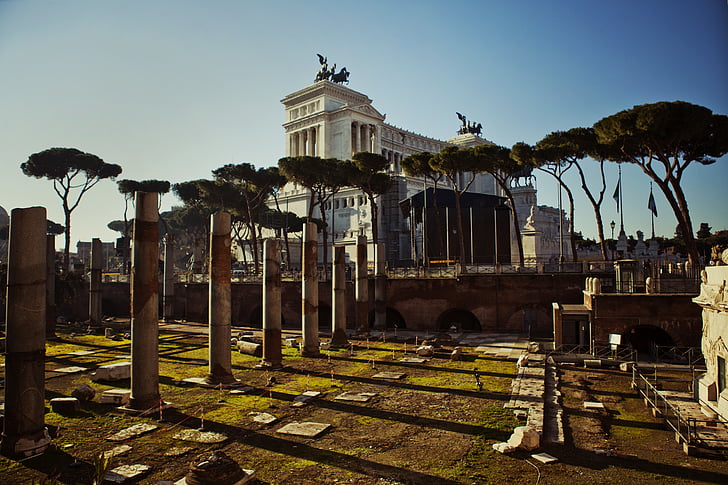 altaar van het vaderland, Altare della patria, oude, het platform, gebouw, stad, daglicht