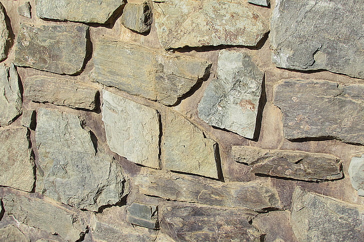 dinding batu, tetap, dinding, batu, latar belakang, pola, batu bata