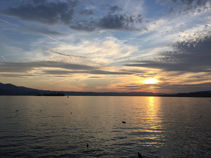 matahari terbenam, setelah, Danau