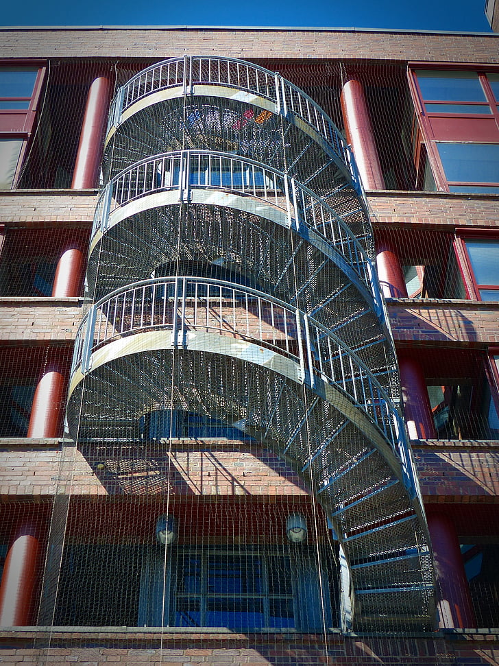stairs, escape route, staircase finish, security, steel, fire escape, gradually
