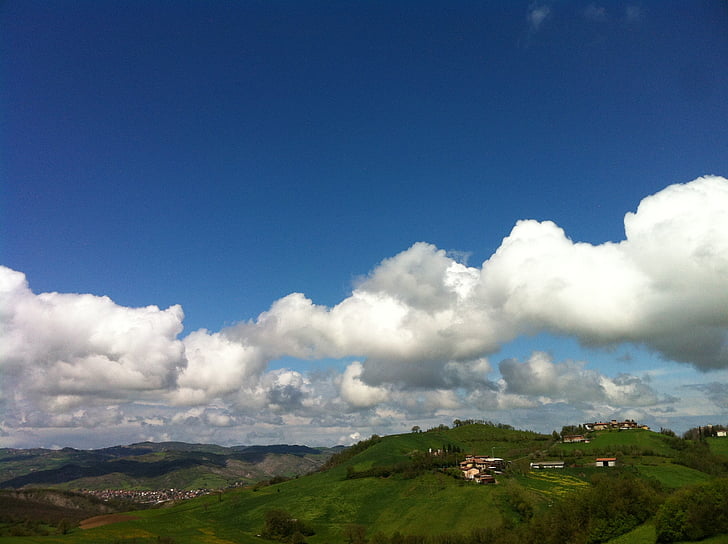 Pigneto, landskapet, Hill, lav flying skyene, natur, Cloud - sky, himmelen