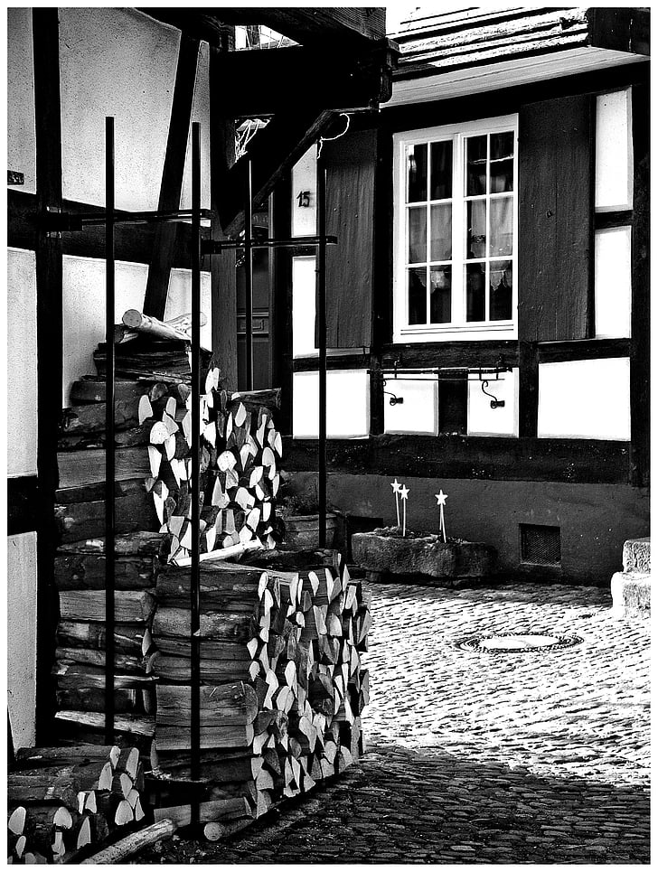 holzstapel, гребени конци рязане, Ангел Лейн, gengenbach, fachwerkhäuser, Стария град