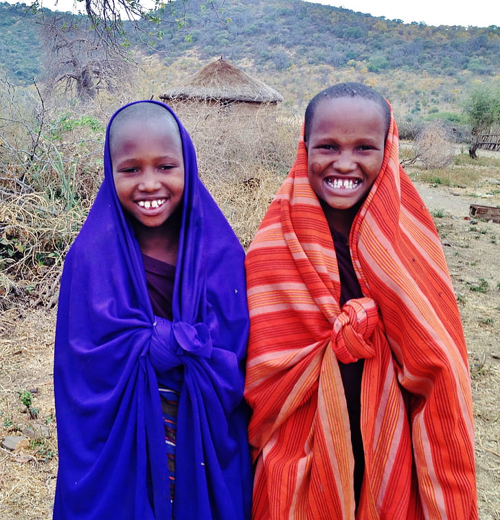 Massai, gyermekek, az emberek, fiúk, Tanzánia, Boma, Afrika