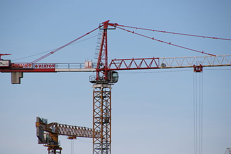 Crane, konstruksi, mengangkat, meningkatkan, tempat kerja, berat