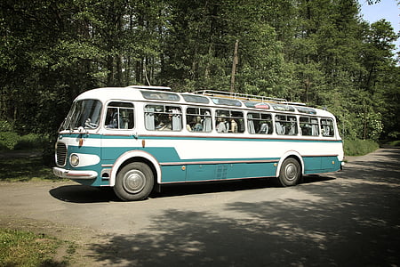 gamla, Buss, Oldtimer, Vintage, retro, resor, transport
