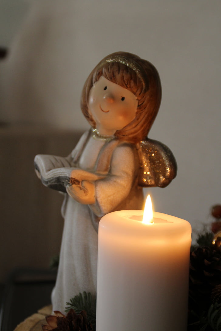 angelas, Kalėdos, žvakė, paveikslas, Advento, apdaila, tikėjimas