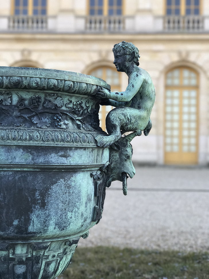 Versailles-i palota, dekoráció, virág ágy, szobor, szobrászat, építészet, épület külső