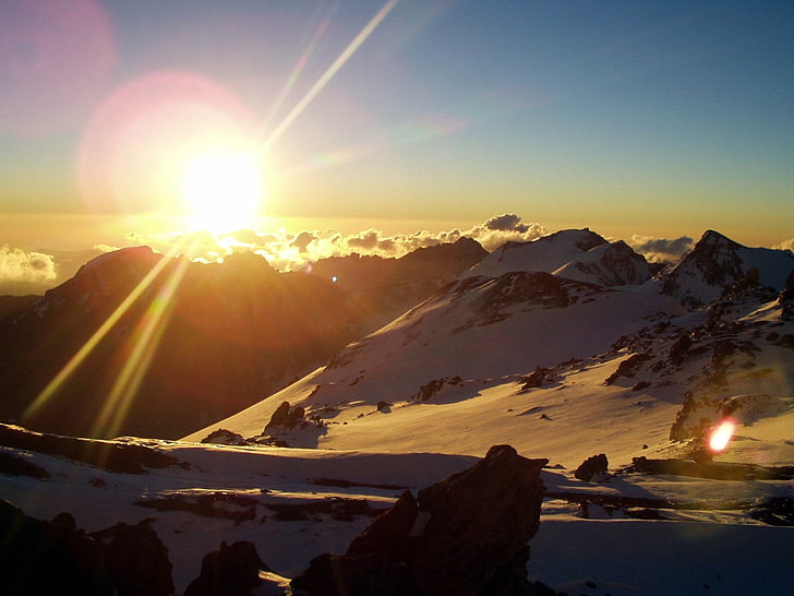 Aconcagua, expedición, los Andes, Argentina, puesta de sol, Estado de ánimo, posluminiscencia