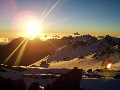Aconcagua, expeditie, Andes, Argentinië, zonsondergang, stemming, Afterglow