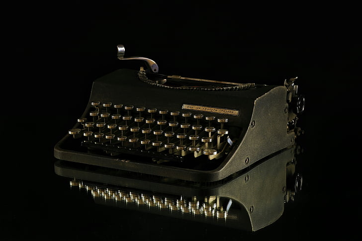 màquina, d'escriure, claus, comunicació, lletres, tinta, antiguitats