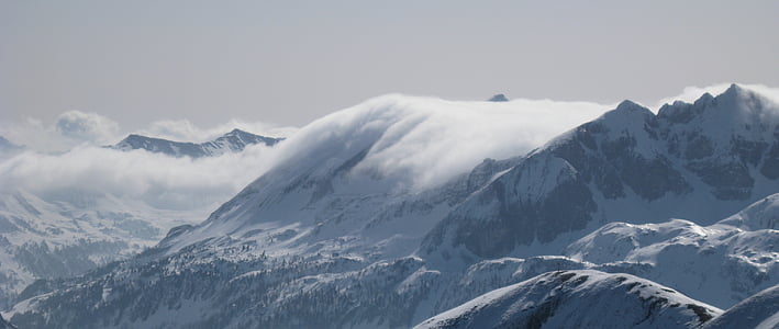 Kälte, Nebel, hoch, Landschaft, Berg, Bergspitze, Natur