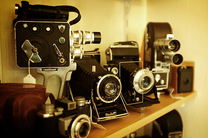 antiguo, cámaras, clásico, lente, nostalgia, retro, Vintage