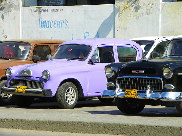 stará auta, DPH, Fidel castro, starobylé město, staré auto, Havana, ulice