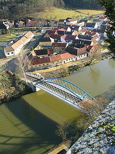 Bridge, dalen, floden, Village, Sydböhmen, Tjekkiet, Bechyně