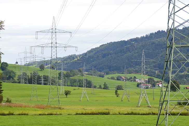 masts, power line, current, mast, energy, line, electricity