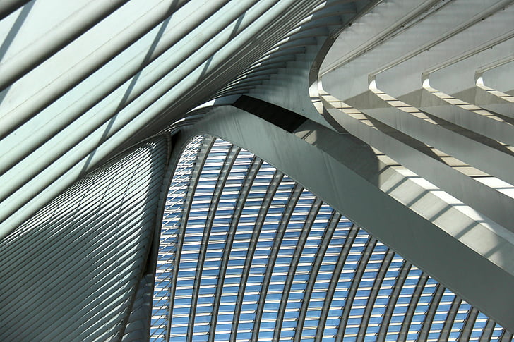 Santiago calatrava, Architektura, Lutych, železniční stanice, Cork-guillemins, Calatrava, Belgie
