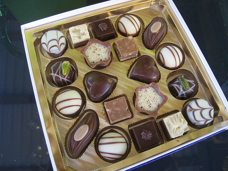 mini-chocolates, chocolate, cinza, cores, doces, Dom, sobremesa