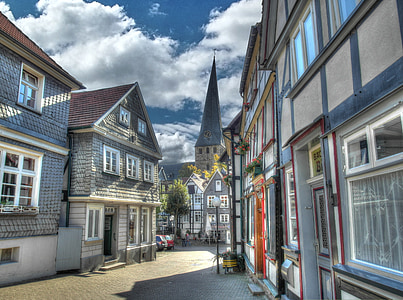 Altstadt hattingen, Rūro sritis, Rūro takas, blankenstein, Hattingen, Vokietija, fachwerkhäuser