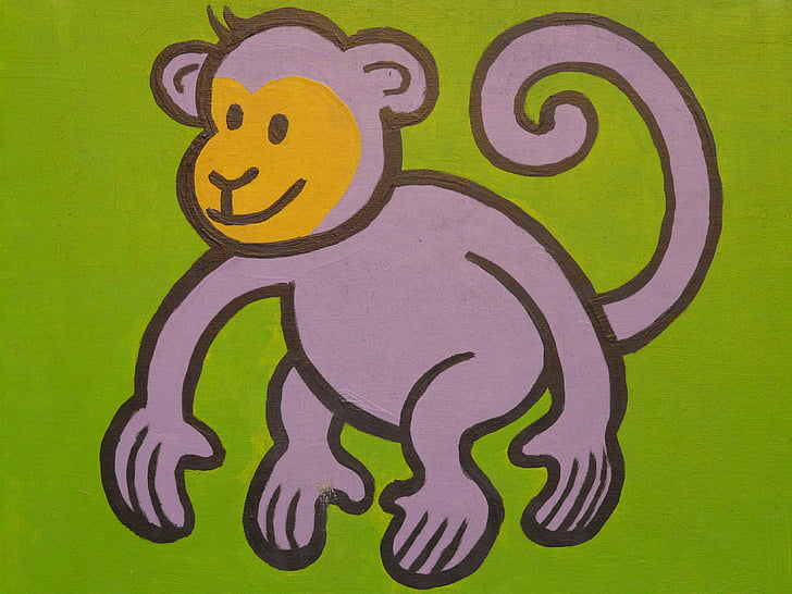 monkey, cartoon character, drawing, funny, image, animal, figure