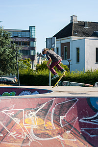 městský, Utrecht, brusle, skate park, skateboard, mladí lidé