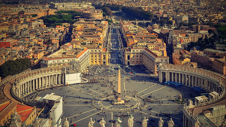 Řím, Vatikán, Itálie, náměstí svatého Petra, Piazza san pietro, budovy, Historie