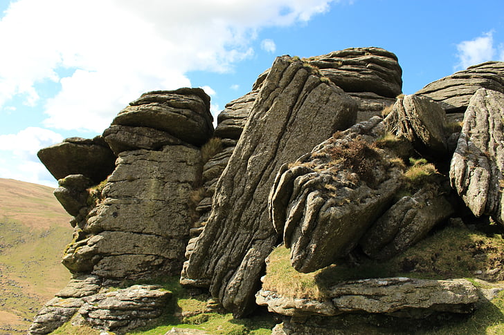 aprakstā, daba, akmens, laukos, Dartmoor, Devon