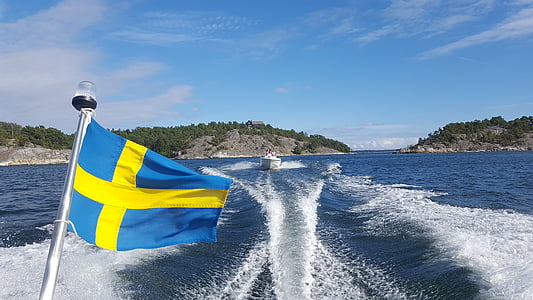 boot, archipel, zee, pleziervaartuigen, Zweden, de stockholm archipel, motorboot
