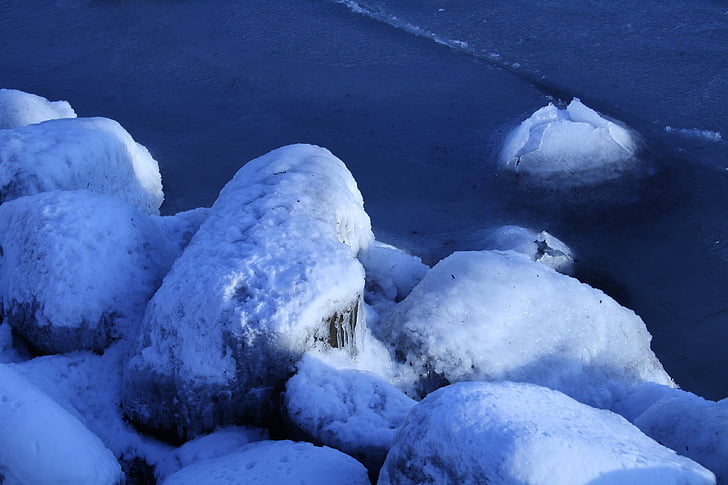 raske talv, steni, merejää, lumi, talvel, jää, külma - temperatuuri