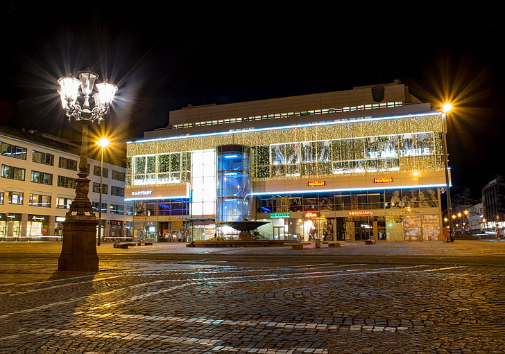Darmstadt, Hessen, Duitsland, Luisenplatz, Luis center, nacht, Foto van de nacht