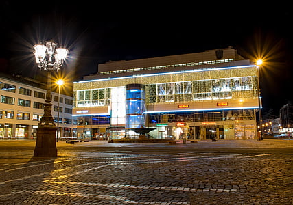 Darmstadt, Hesse, Nemčija, Luisenplatz, Luis center, noč, noč fotografijo