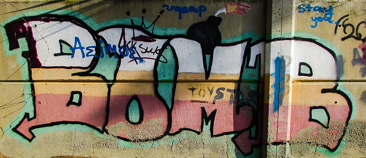 bombe, Graffiti, coloré, rue, urbain, peinture, pulvérisation