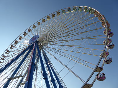 panoramsko kolo Wiener Riesenrad, vrveža, vožnja, gondole, folk festival