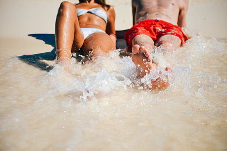 beach, feet, leisure, love, people, relaxing, sand