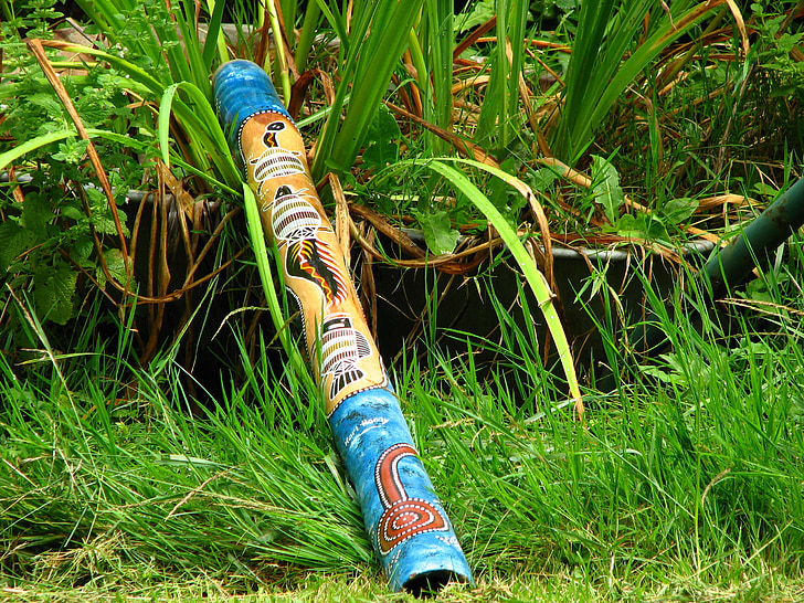 didgeridoo, fúvócső, hangszer, Ausztrália, fa, festészet, fa festmény