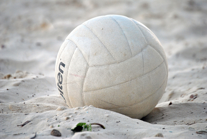 пляж, м'яч, пісок, весело, грати, відпочинок