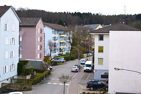 gata i ett bostadsområde, Bostadsutveckling, bostadsområde, Habitat, stadsdelen gatan, Tyskland, Placera