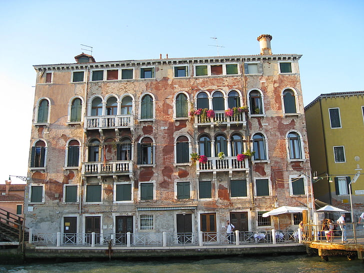 Venedig, Italien, Sky, skyer, Urban, blomster, bygning