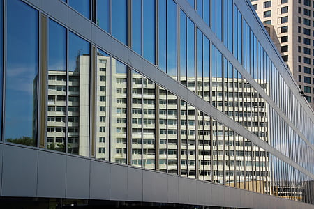 wolkenkrabber, gebouw, het platform, spiegelen, glazen raam, kantoorgebouw, moderne