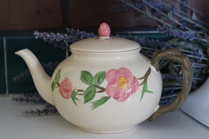 Theepot, China, bloem, drank, ontwerp, Vintage, oude