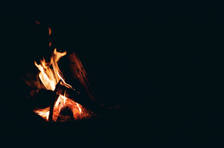 photo, bon, fire, bonfire, camping, dark, night