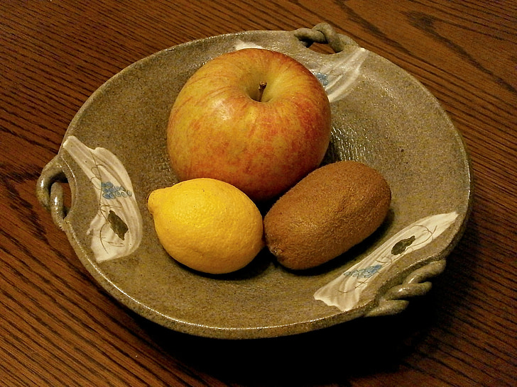фрукты, яблоко, Лимон, киви, блюдо