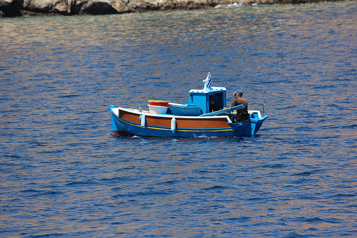 лодка, рибарска лодка, Средиземно море, Гръцки