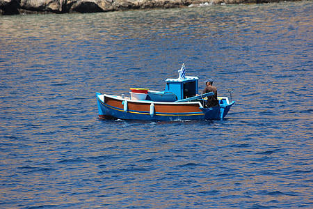 loďou, rybársky čln, Stredozemného mora, gréčtina
