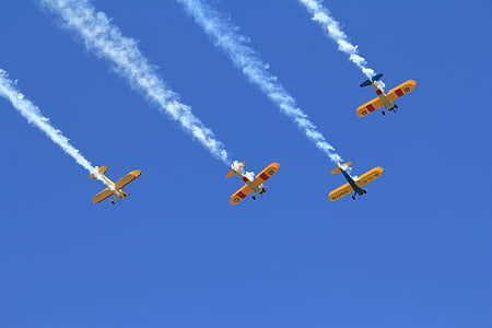 formación de vuelo, vuelo de la formación, Airshow, avión, desfile del día de los veteranos, cielo, azul