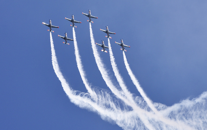 a gép, f-16, F16, azt mutatja, Airshow, Sky, leszállás
